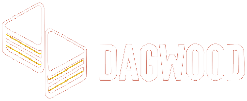The lockup on brand red: symbol and wordmark both reversed to solid white