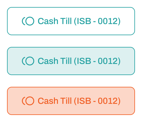 A payment method row in its default, selected, and active states