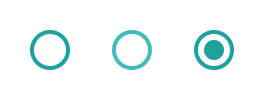 A radio button in its unselected, hover, and selected states